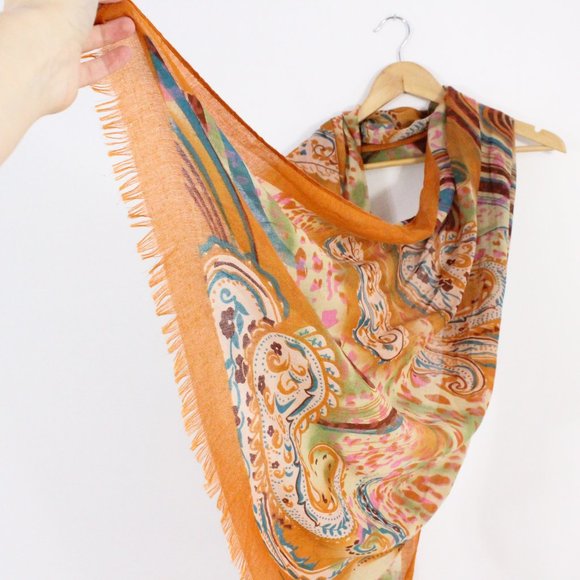 *Orange Patterned Scarf - Picture 1 of 2